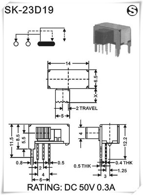 拔動(dòng)開(kāi)關(guān)三檔SK-23D19 企業(yè)集采優(yōu)選，側(cè)柄設(shè)計(jì)靈活應(yīng)用